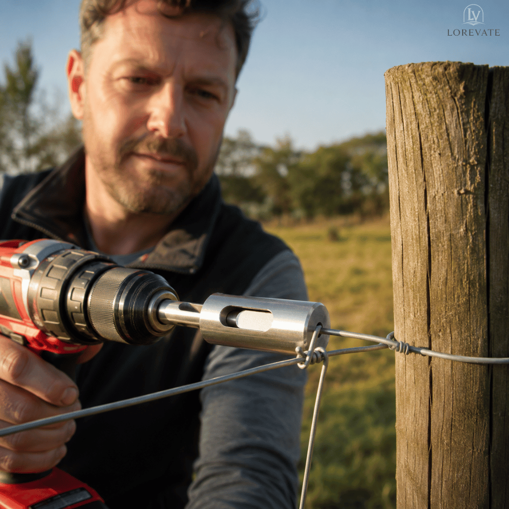 Wire Tensioner Attachment For Drill Hardened Steel Non-Slip Shaft