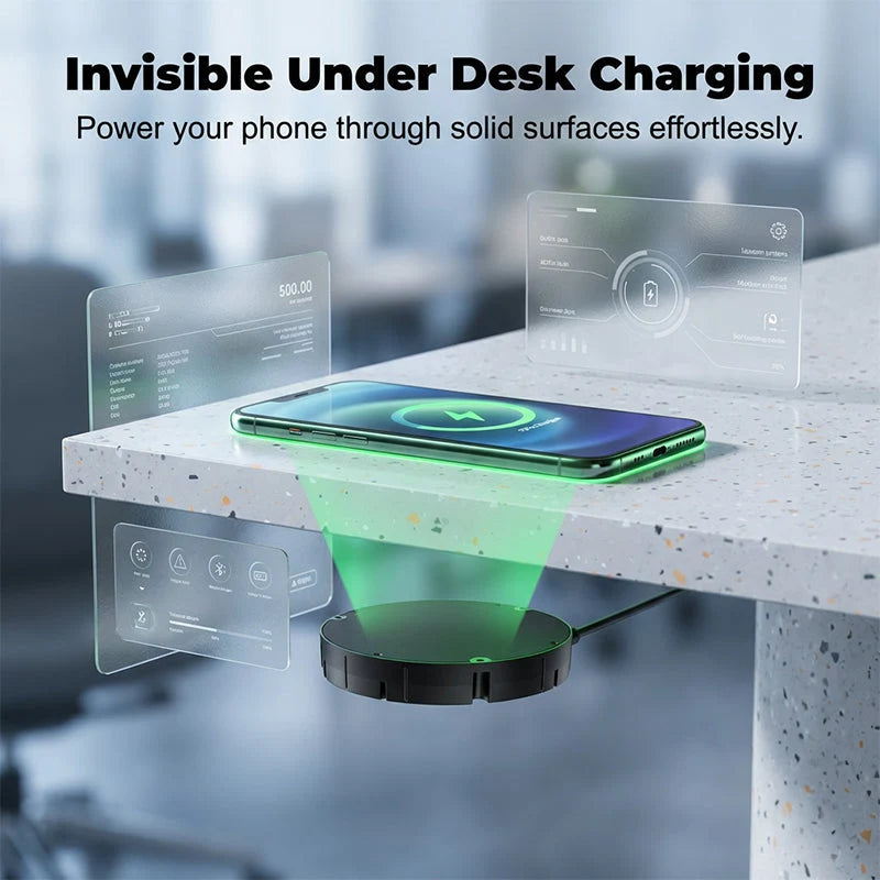 Wireless Charger Invisible Under-Desk Charges Through Wood & Stone