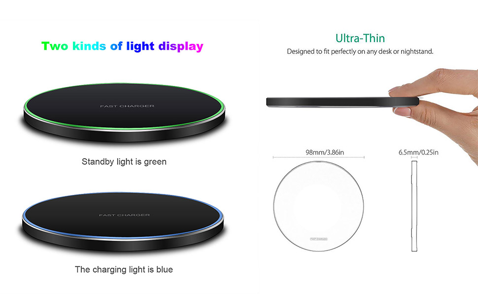 Wireless Charging Pad 30W Fast Charging LED Ring