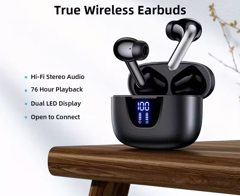 Wireless Earbuds 30-Hour Battery Clear Stereo & Mic