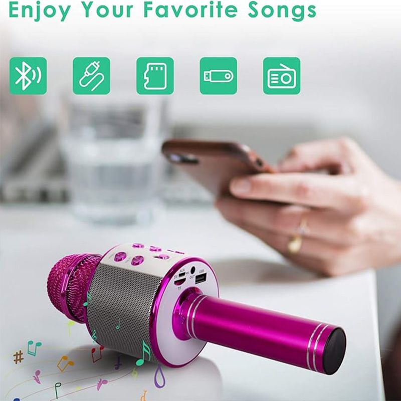 Wireless Karaoke Microphone Bluetooth & Stereo Speakers Noise-Canceling