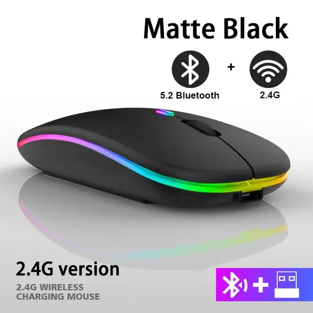 Wireless Mouse USB Rechargeable Dual Connectivity Silent RGB
