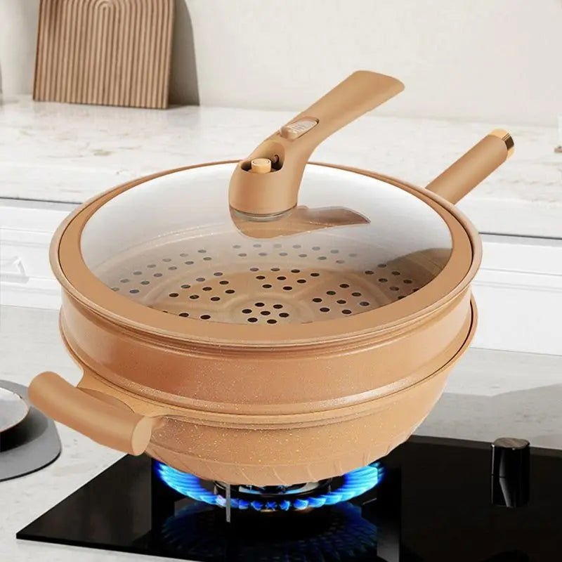 Wok Micro-Pressure Sealed Non-Stick With Steaming Basket