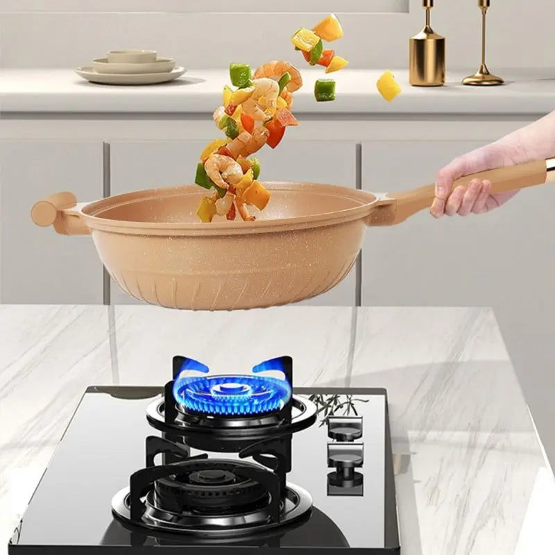 Wok Micro-Pressure Sealed Non-Stick With Steaming Basket