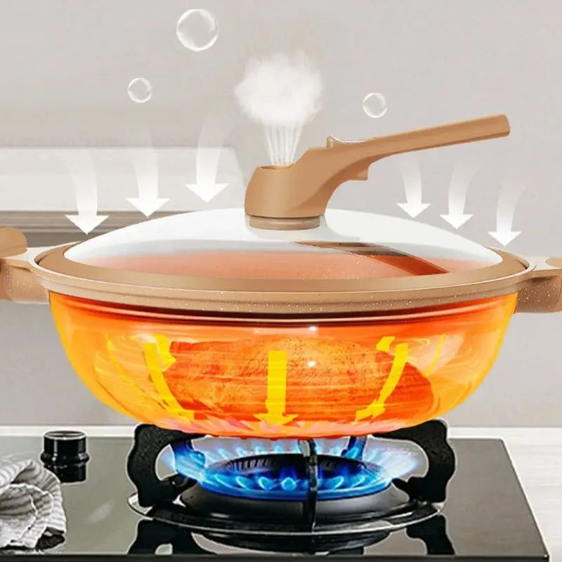 Wok Micro-Pressure Sealed Non-Stick With Steaming Basket