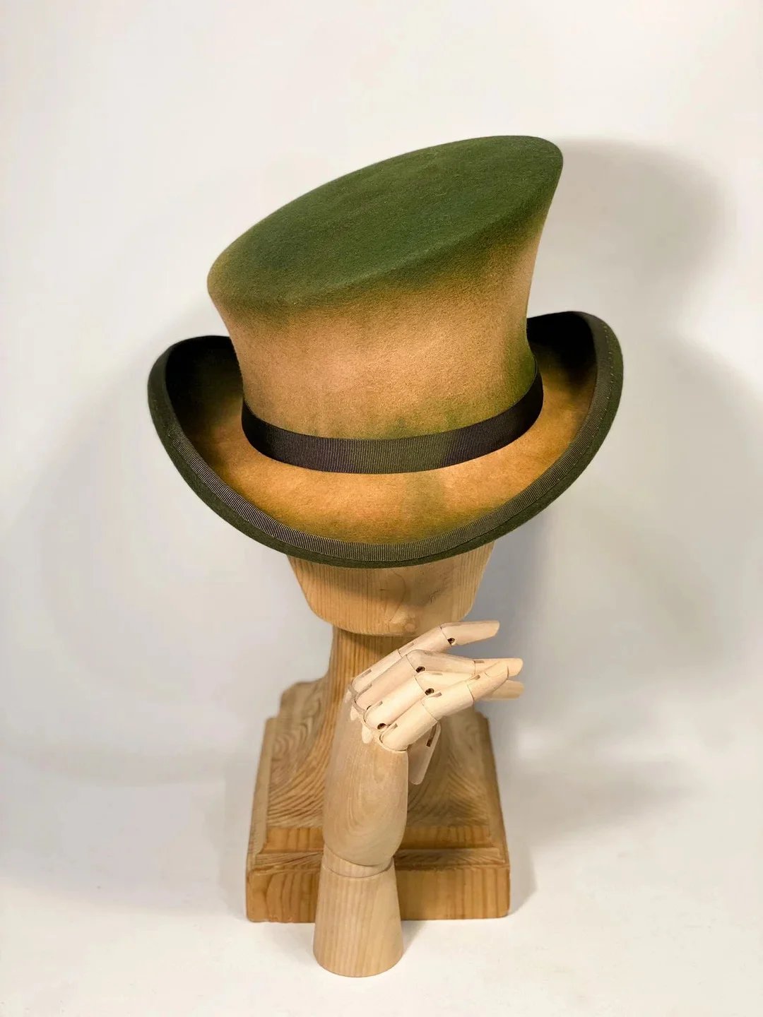 Women's Cylinder Hat Hand-Sewn 100% Wool Asymmetrical