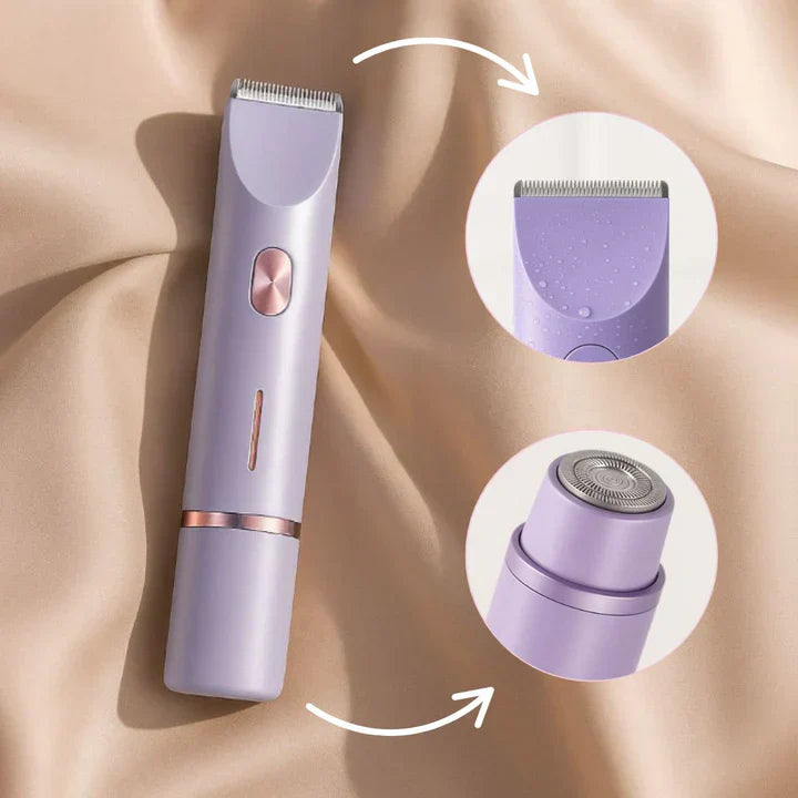 Women's Electric Shaver 2-in-1 Heads IPX7 Waterproof 60-Min Battery