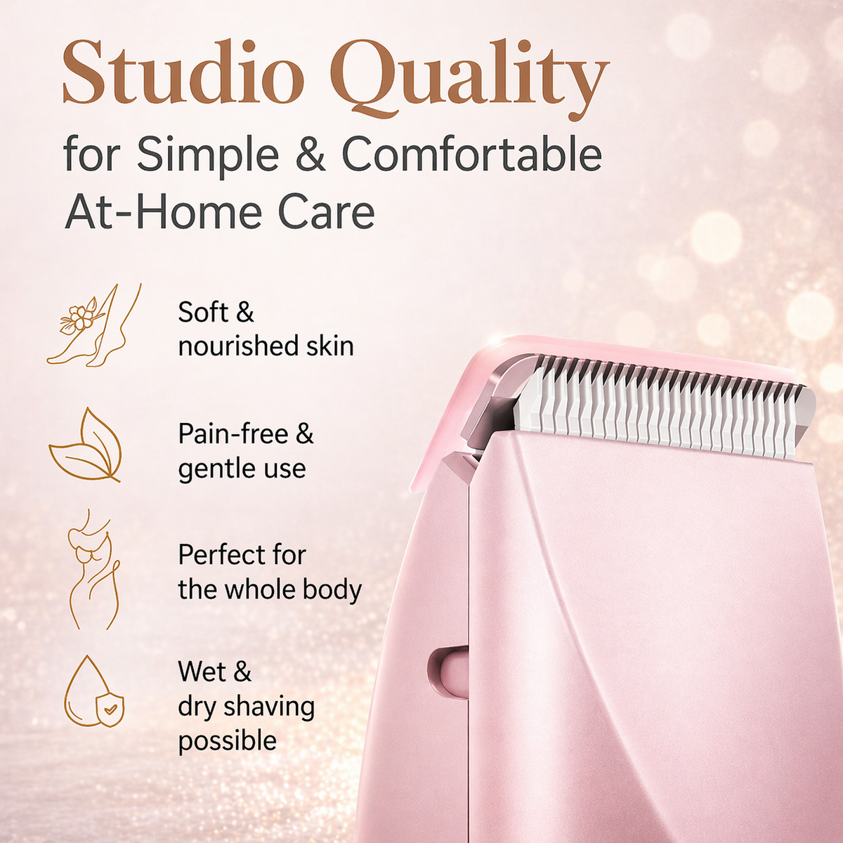 Women's Electric Shaver 2-in-1 Heads IPX7 Waterproof 60-Min Battery
