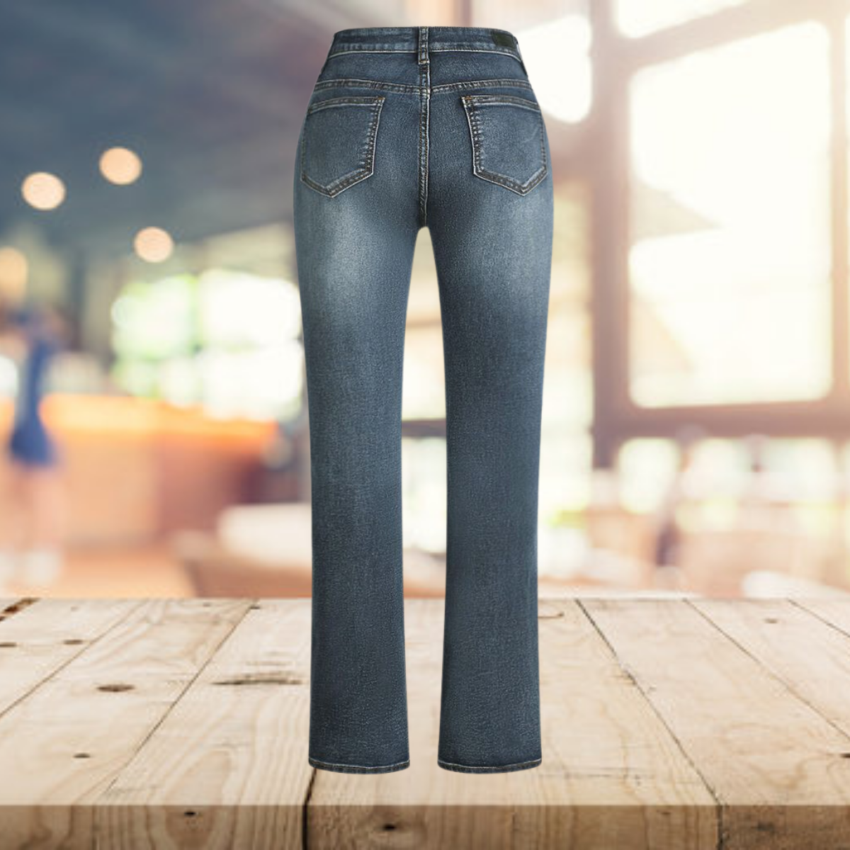 Women's Flared Pants Vintage Printed Denim