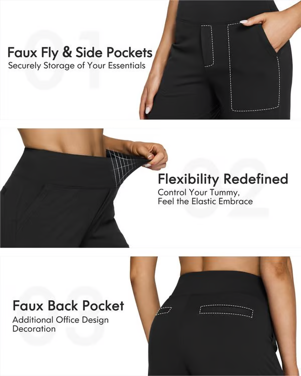Women's Pants High-Rise Wide-Leg Four-Way Stretch & Moisture-Wicking