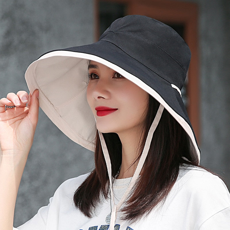 Women's Sun Hat Wide Brim UV Protection Tie Straps