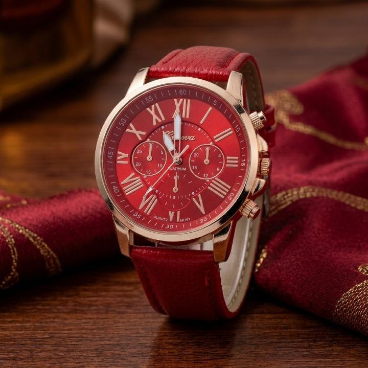 Women's Watch Genuine Leather Strap Waterproof 42mm Case