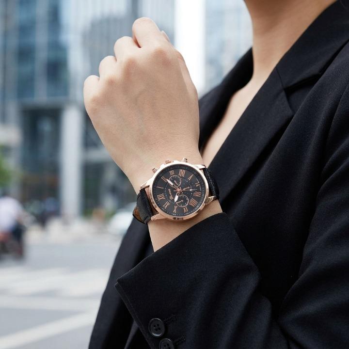 Women's Watch Genuine Leather Strap Waterproof 42mm Case