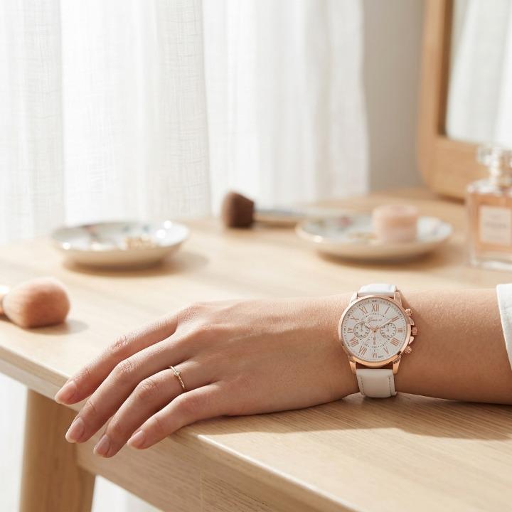 Women's Watch Genuine Leather Strap Waterproof 42mm Case