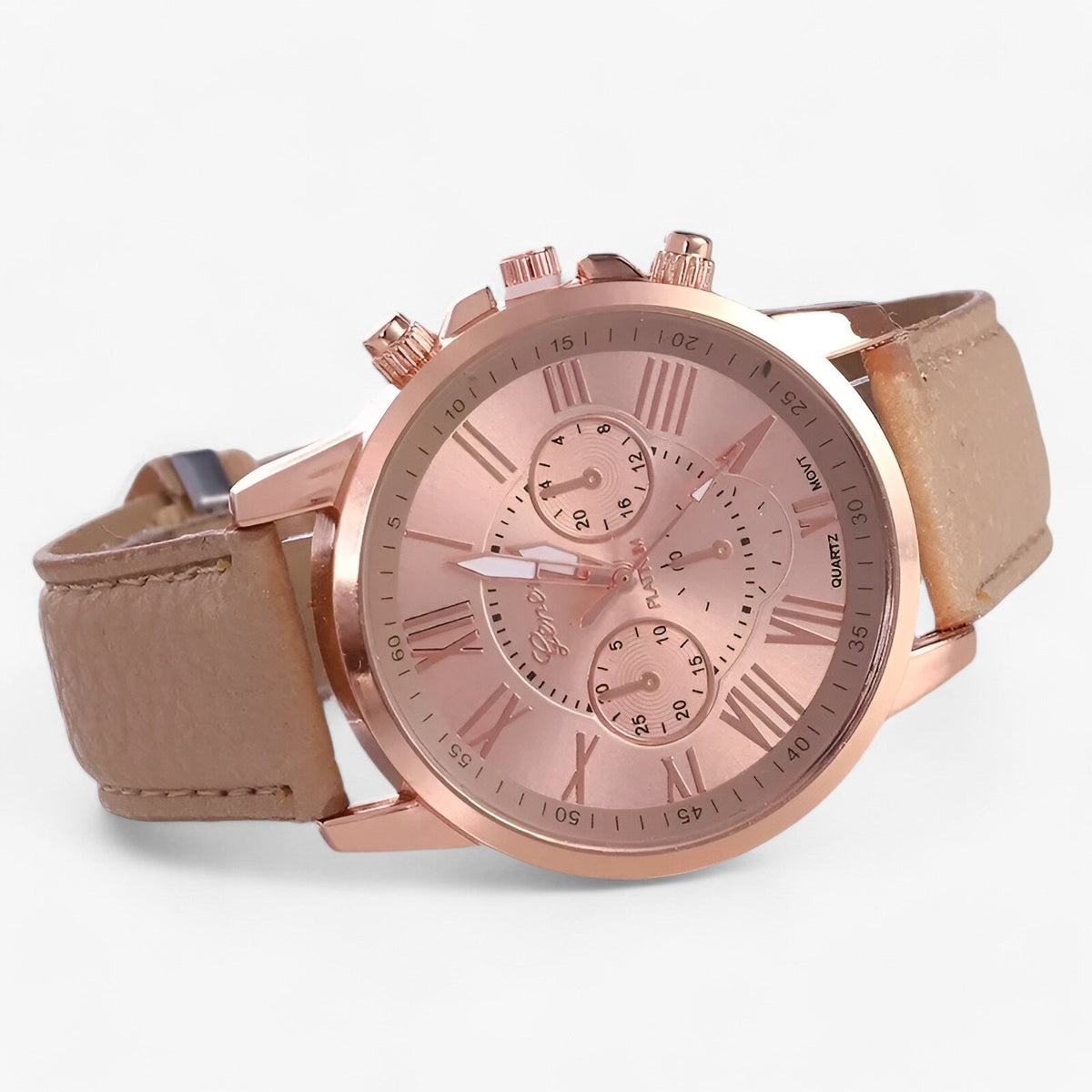 Women's Watch Genuine Leather Strap Waterproof 42mm Case