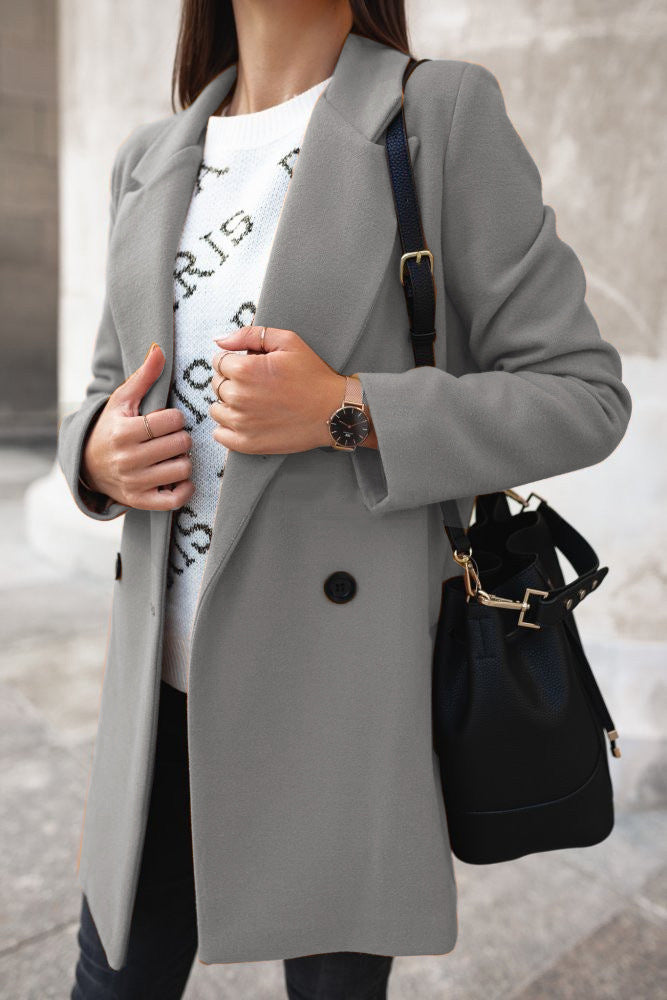 Women's Wool Coat Tailored Fit Button Front
