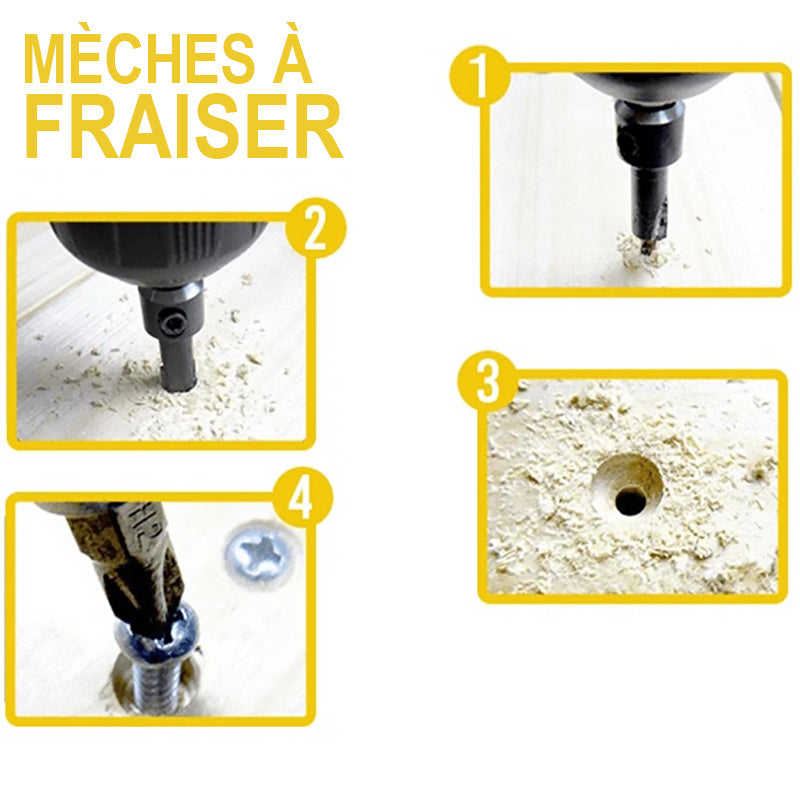 Wood Drill Bit Set 3-In-1 HSS 5-Piece