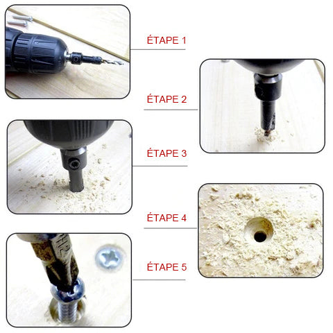 Wood Drill Bit Set 3-In-1 HSS 5-Piece