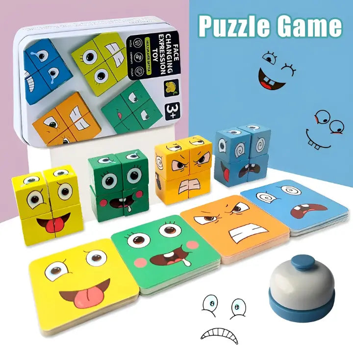 Wooden Building Blocks Emoji Faces Non-Toxic