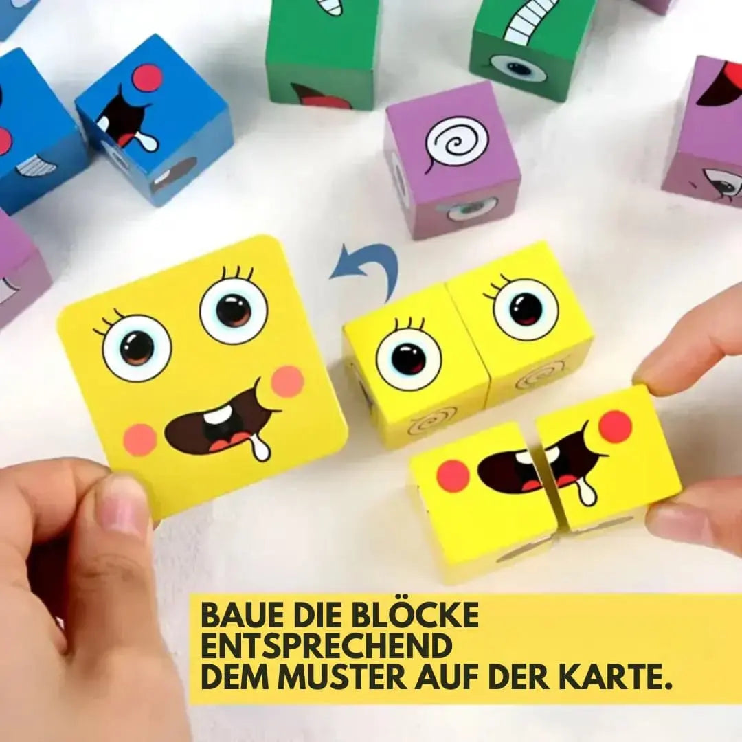 Wooden Building Blocks Emoji Faces Non-Toxic