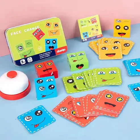 Wooden Building Blocks Emoji Faces Non-Toxic