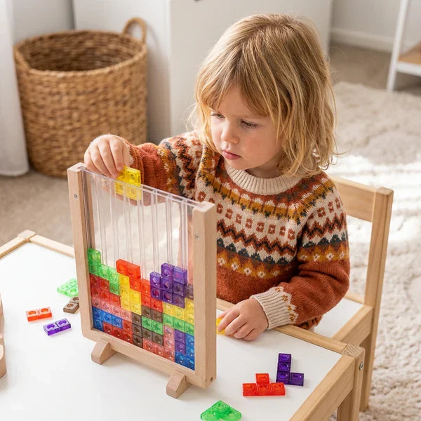 Wooden Building Blocks Montessori Colorful Solid Wood