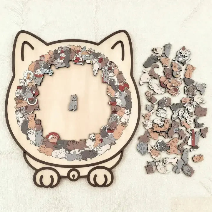 Wooden Cat Puzzle Morandi Colors 135 Pieces