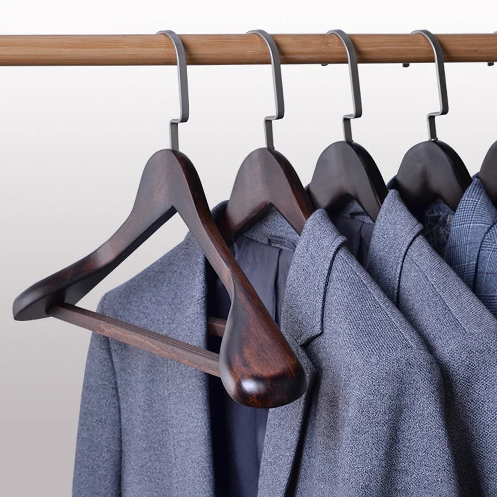 Wooden Hanger Set Curved Shoulder & Metal Hooks