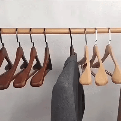 Wooden Hanger Set Curved Shoulder & Metal Hooks