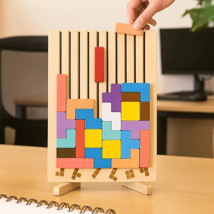 Wooden Puzzle Solid Wood Upright Board Pattern Cards