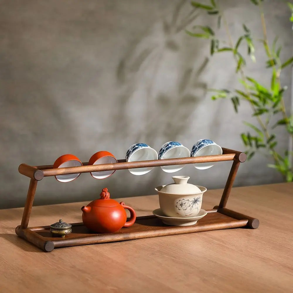 Wooden Shelf Solid Wood Walnut Finish No Assembly