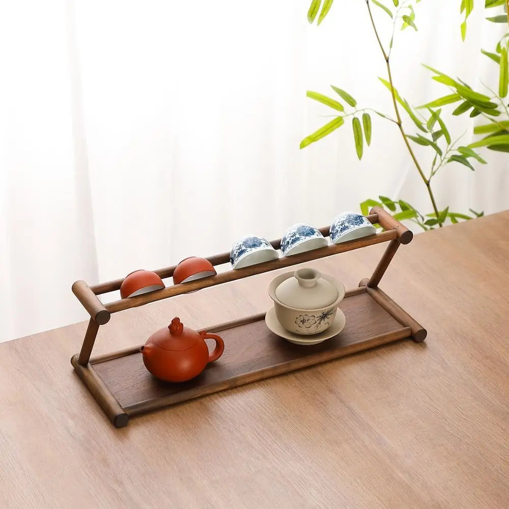 Wooden Shelf Solid Wood Walnut Finish No Assembly