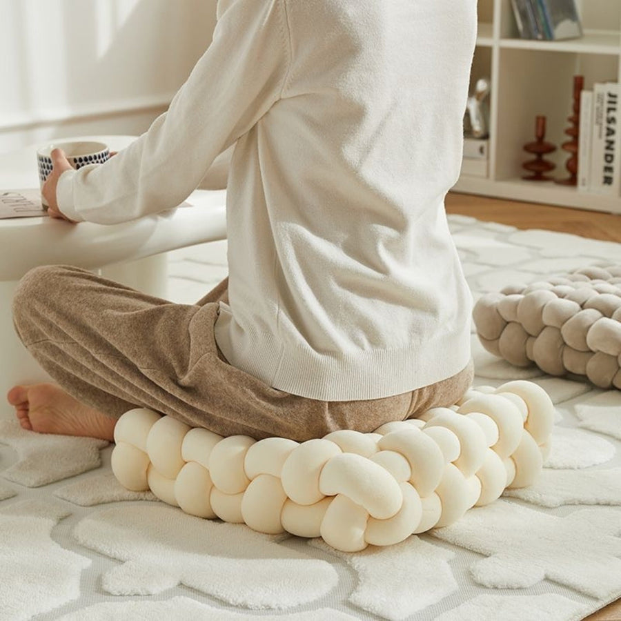Woven Knot Pillow Velvety Plush Handcrafted
