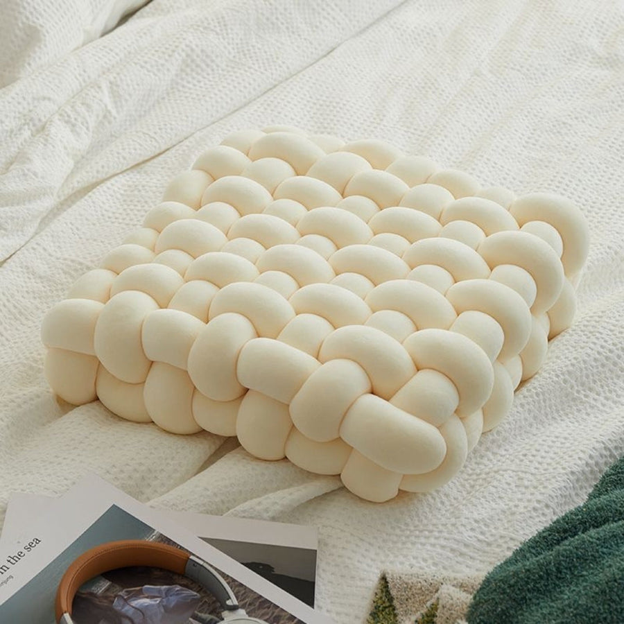 Woven Knot Pillow Velvety Plush Handcrafted