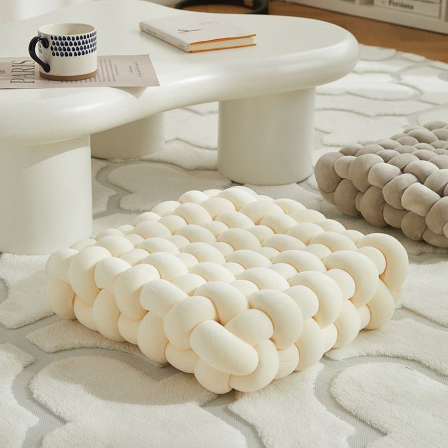 Woven Knot Pillow Velvety Plush Handcrafted