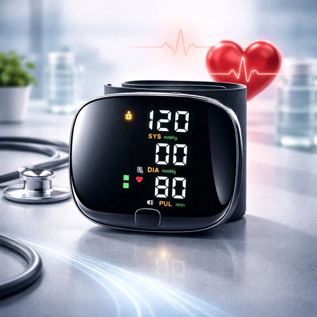 Wrist Blood Pressure Monitor Touch Display Voice USB Rechargeable
