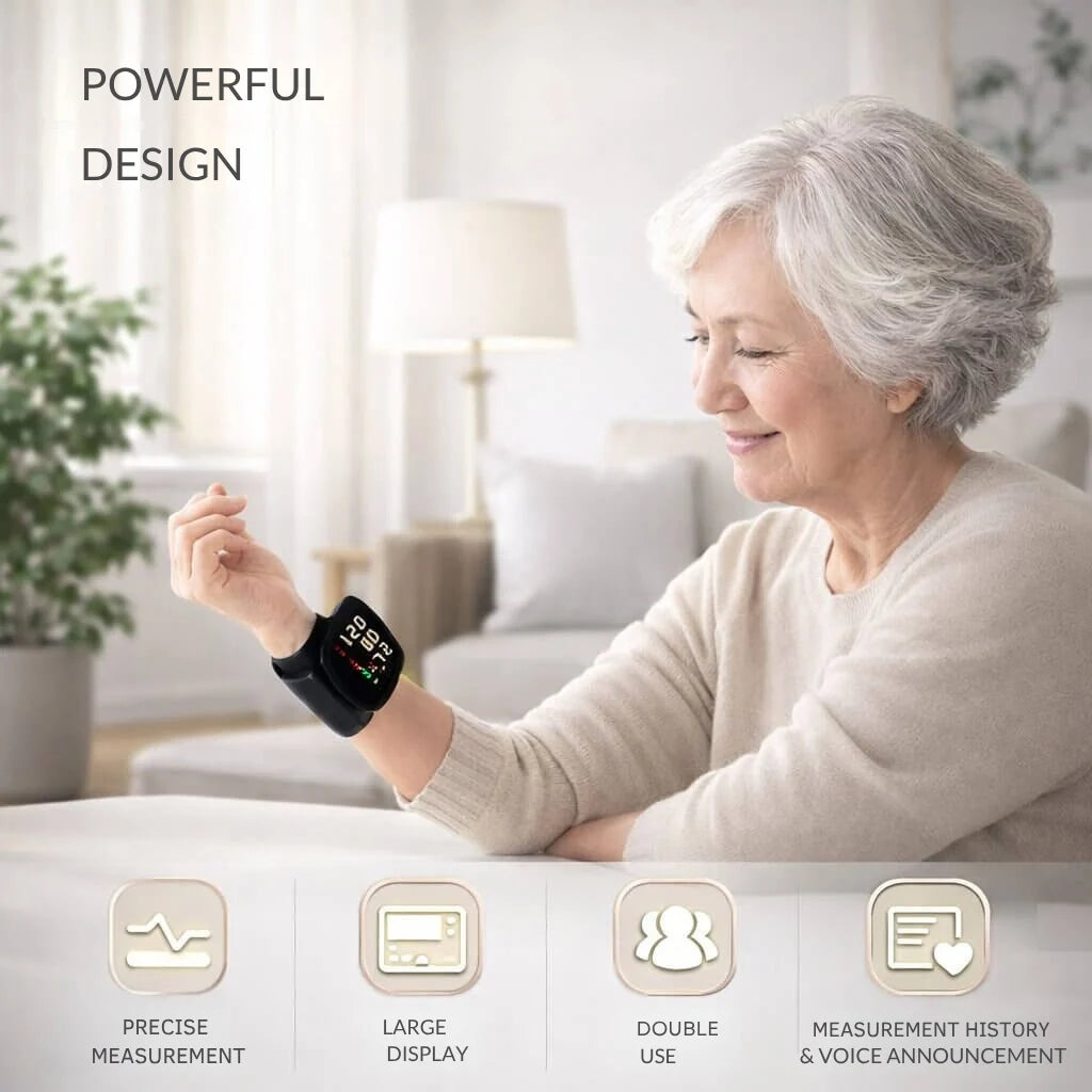 Wrist Blood Pressure Monitor Touch Display Voice USB Rechargeable