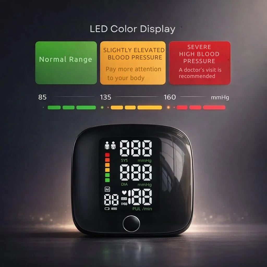 Wrist Blood Pressure Monitor Touch Display Voice USB Rechargeable