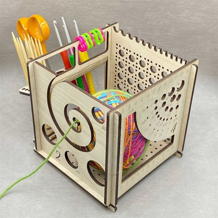 Yarn Organizer Wood Thread Guide & Tool Compartments