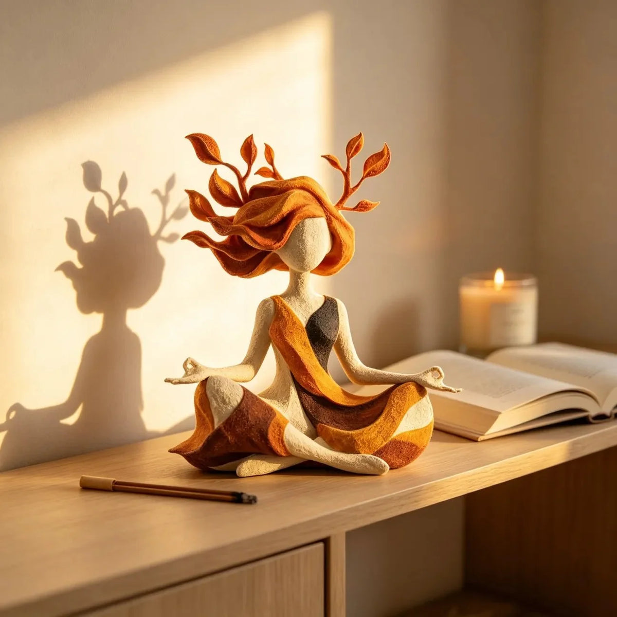Yoga Figurine Hand-Painted Bio-Based Resin & Clay