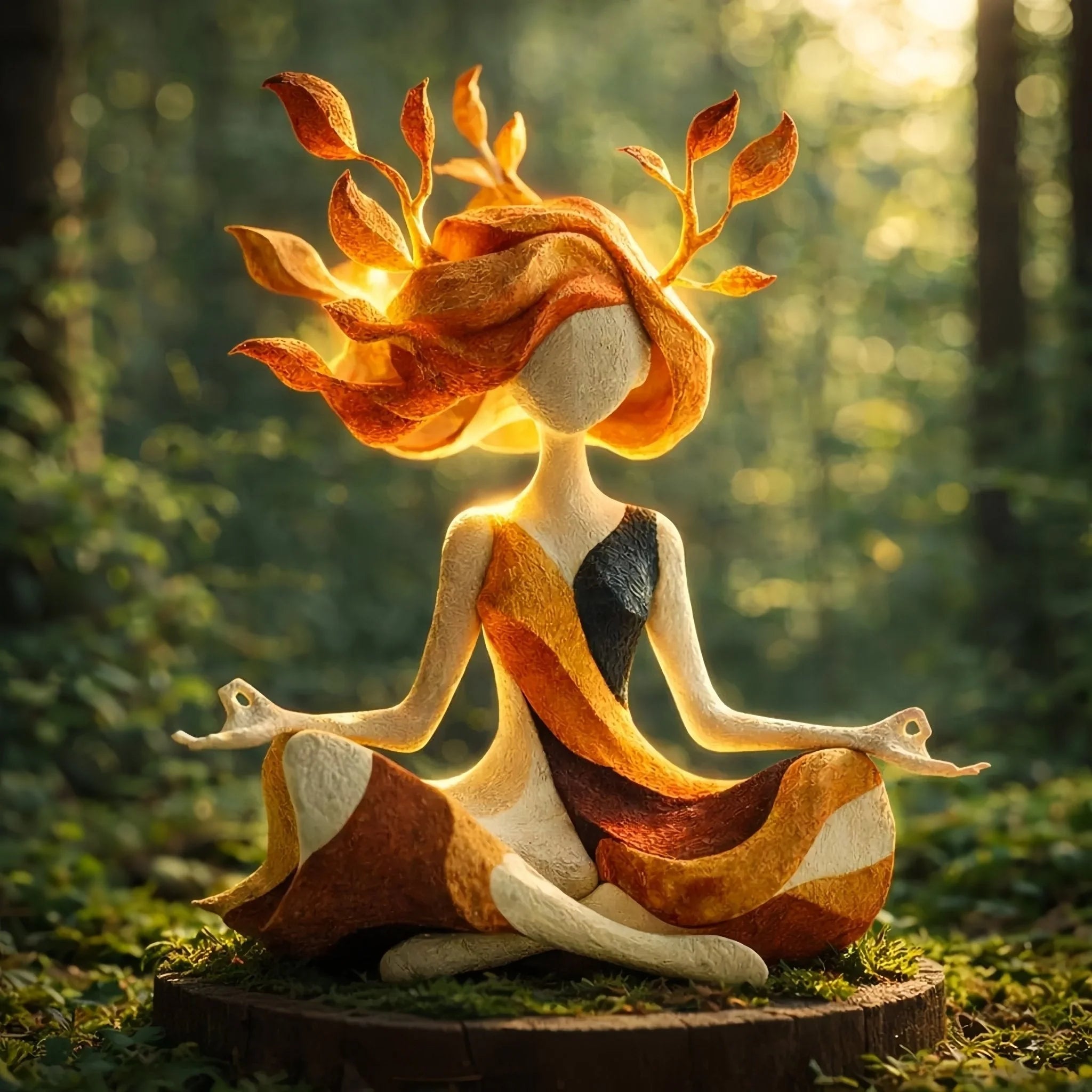 Yoga Figurine Hand-Painted Bio-Based Resin & Clay