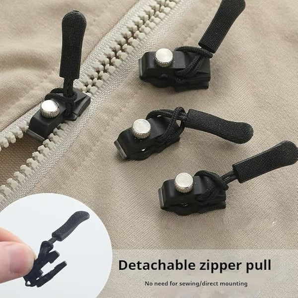 Zipper Pulls No-Sew Clamp-On Woven Nylon Set of 6