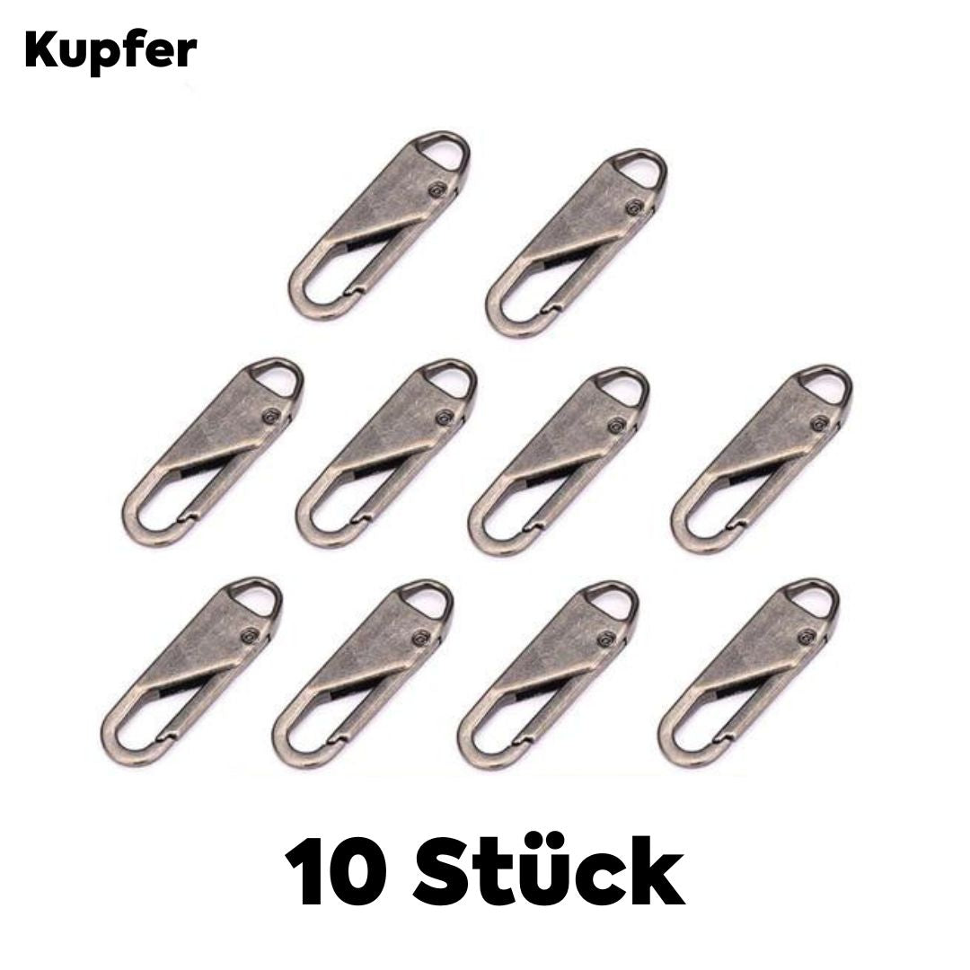 Zipper Pulls Tool-Free Snap-On Zinc Alloy 10-Piece Set