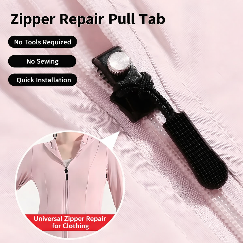 Zipper Repair Kit Universal Slide-On Metal No-Sew