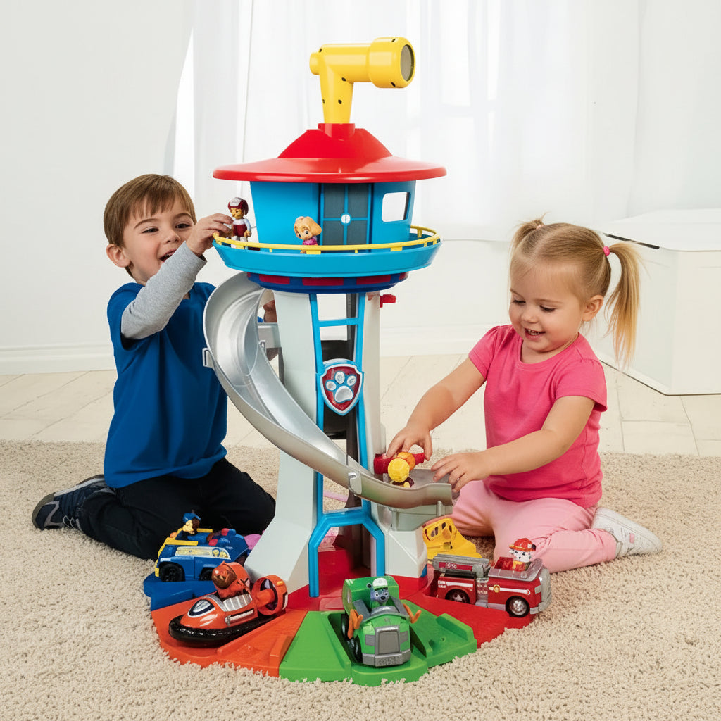 Whirlwind Racer Tower | Dynamic Slide Playset with Cars & Figures