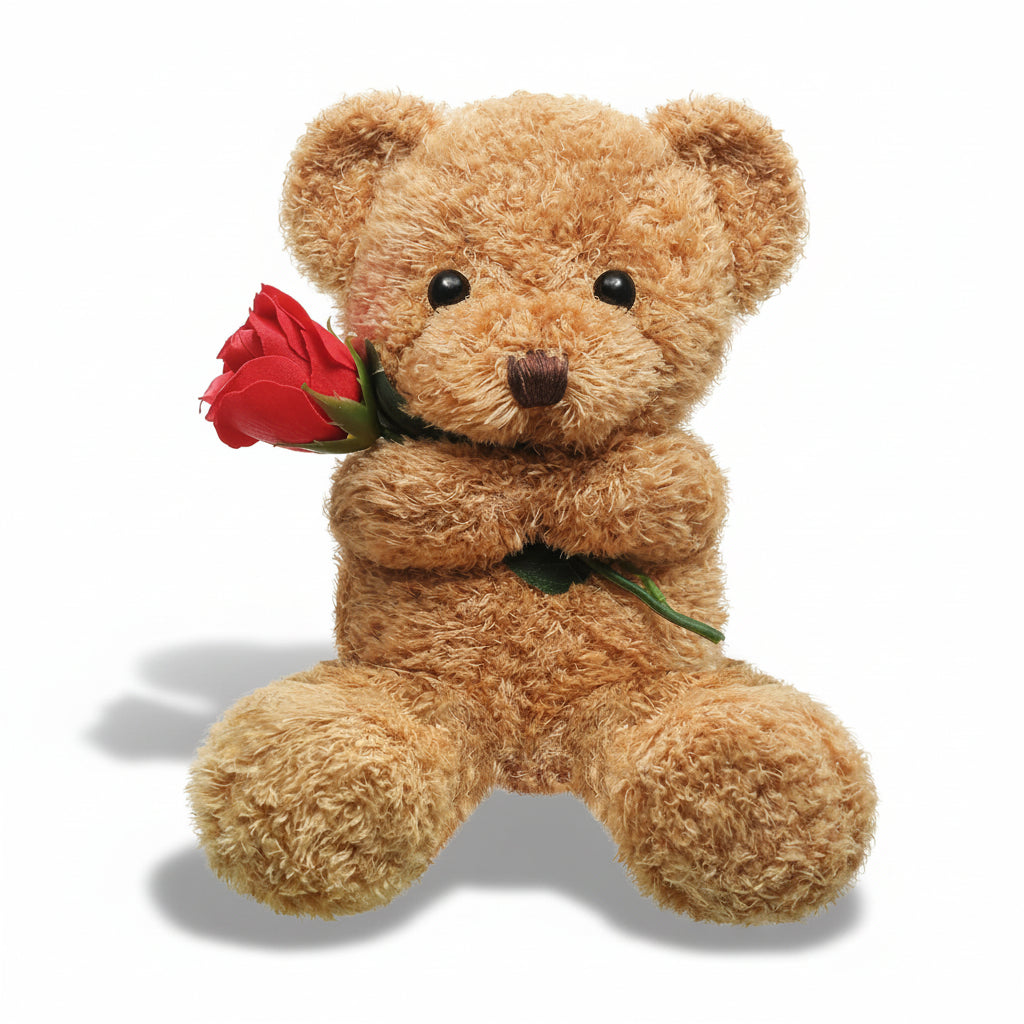 Adorable Plush Companion | Huggable Stuffed Bear with Floral Accent | Ideal Gift for Love and Cherishment