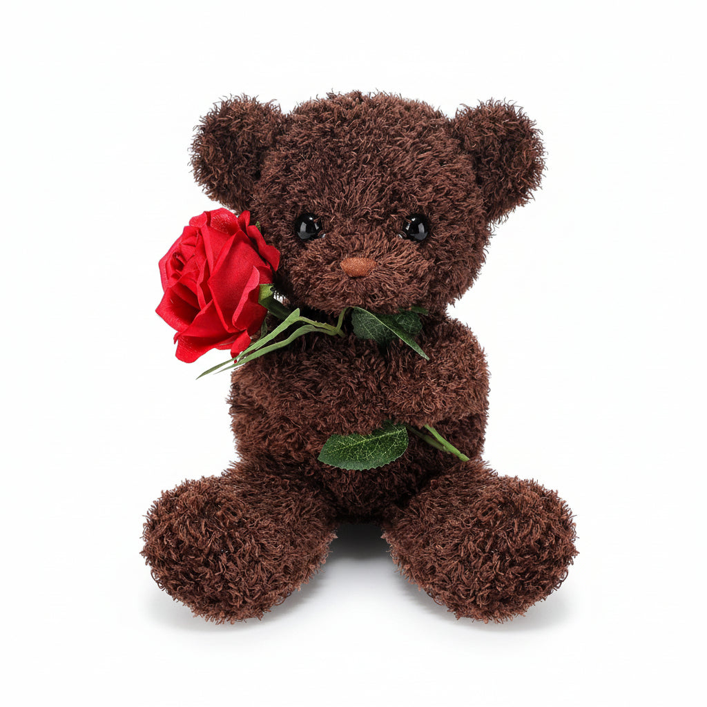 Adorable Plush Companion | Huggable Stuffed Bear with Floral Accent | Ideal Gift for Love and Cherishment