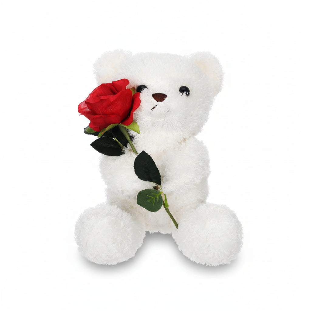 Adorable Plush Companion | Huggable Stuffed Bear with Floral Accent | Ideal Gift for Love and Cherishment