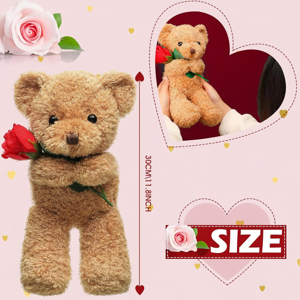 Adorable Plush Companion | Huggable Stuffed Bear with Floral Accent | Ideal Gift for Love and Cherishment