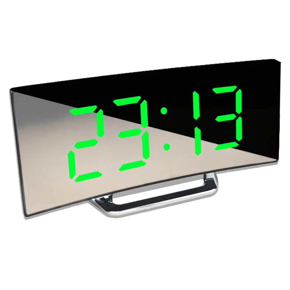 Sleek LED Alarm Clock with Mirror Screen and USB Port